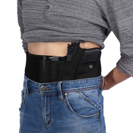 Universal Pistolenhalfter, Gürtelholster Pistolenholster Holster für verstecktes Tragen Elastische Taktische Belly Band Taille für Handgun mit doppelten Ladetaschen, Elastische Taktische Belly Band