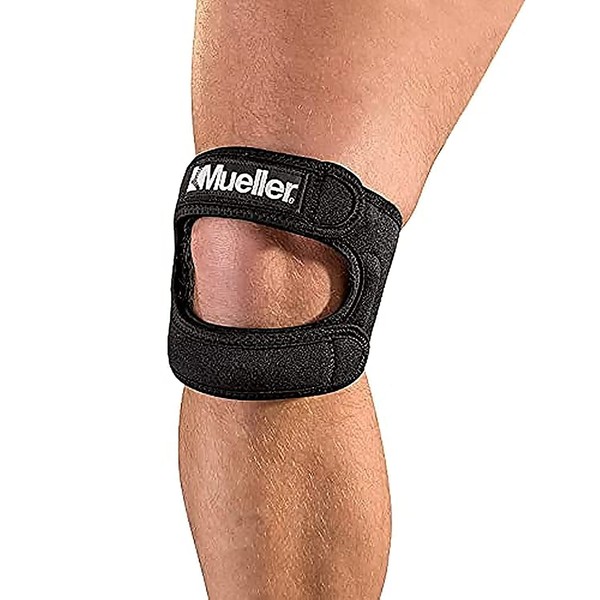 Mueller Sports Medicine Adjustable Max Knee Strap, Patella Tendon Support, for Men and Women, Black, One Size (Pack of 1)