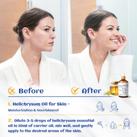 HIQILI Helichrysum Essential Oil for Skin Nourish, Undiluted & Natural, Relieve Fatigue in Body Massage, Reduce Fine Line and Wrinkle, Aromatherapy Diffuser, DIY Floral Scented Gift -100ML