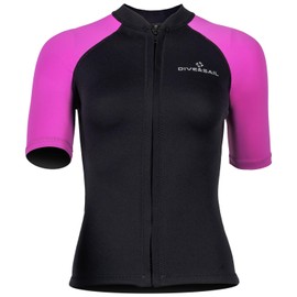 Wetsuit Top Women Short Sleeve Front Zip Wetsuit Jacket 1.5mm Neoprene Swimsuit for Swimming Diving Surfing 2XL Szie
