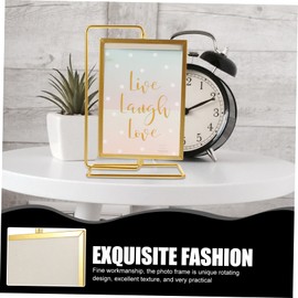 ULTECHNOVO Vintage Rotating Photo Frame Creative Metal Picture Holder for Desktop Decor for Bedroom and Living Room Unique Antique Design Gold Medium