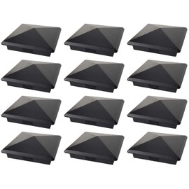 True 4" x 4" Heavy Duty Aluminium Pyramid Post Cap for True/Actual 4" x 4" Wood Posts - Black (12 Pack) (Works ONLY with Actual 4" x 4" Posts. Will NOT Work with Actual 3.5" x 3.5" Posts)