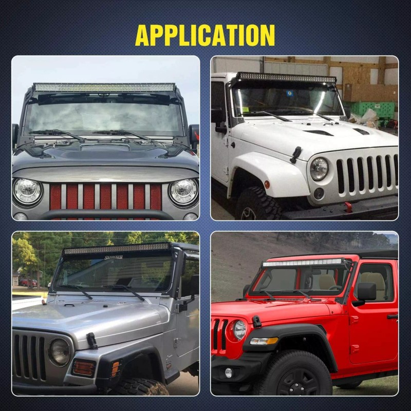 Nilight 50Inch 2PCS LED Light Upper windshield Mounting Bracket For