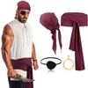 Boyiee Adult Pirate Costume Men Medieval Renaissance Shirt Pirate Bandana