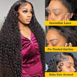 MMBRZ 24 Inch 13x6 Lace Front Wigs Human Hair 200% Density Deep Wave Wigs For Black Women 13x6 Hd Lace Frontal Wigs Pre Plucked With Baby Hair