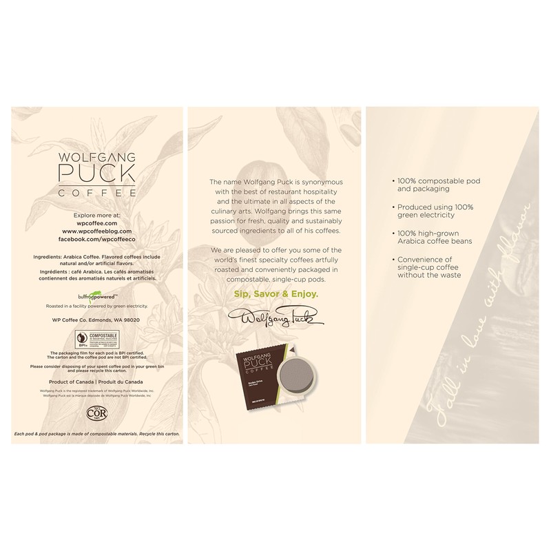 Wolfgang Puck Soft Coffee Pods Black, 96 Count