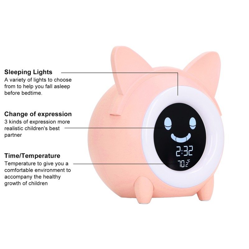 Kids Cartoon Wake Up Machine Mini Digital Night Light Nap