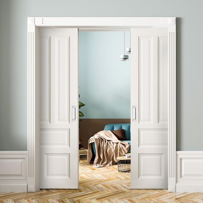Ravinte 1 Pack Brushed Nickel Sliding Closet Door Handles Silver