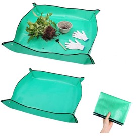 Fenglin-joy Waterproof Flower Mat, Pack of 2 Plant Mat, Repotting Mat, Foldable Plant Mat for Seedling, Succulents, 100 x 100 cm, 66 x 66 cm (Green)