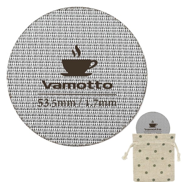 Vamotto 53.5mm Espresso Puck Screen, 316 Stainless Steel Espresso Shower Screen Professional Barista Espresso Portafilter Screen for Espresso Portafilter Filter Basket with 1.7mm Thickness 100μm