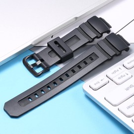MCXGL resin Strap Suitable for Caiso G-shock AWG-M100 AW590/591 Tough Solar waterproof sports Watch Replacement Band Accessories （Black Black buckle）