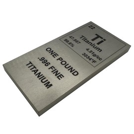 Titanium Bar - 1lb Laser Engraved 99.6% Pure Bullion Bar, Metal Paperweight, Office Desk Decor & Conversation Starter