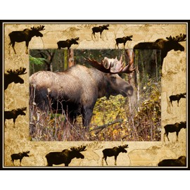 SMS Gifts Moose Scatter Laser Engraved Wood Picture Frame Landscape (5 x 7)