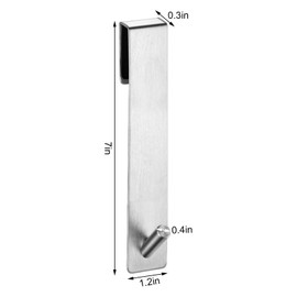18 cm Shower Hooks No Drilling Towel Holder Glass Wall Shower Stainless Steel Towel Hook for Hanging Towels Shower Squeegee Glass Shower Screen (Silver)