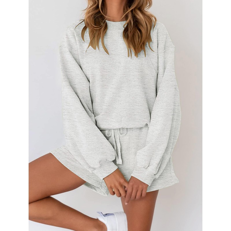 MEROKEETY MEROKEETY Women's 2025 Fall Oversized Batwing Sleeve Lounge Sets