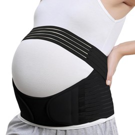 Janety Pregnancy Belly Belt, Pregnancy Belt, Abdominal Support, Pregnancy Support Belt for Waist, Back and Abdomen, Maternity Belt, Pelvic Support Belt (Black, L)