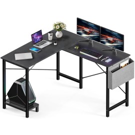 Simple Deluxe 50" L-Shaped Reversible Corner Office Computer Desk with Side Pocket for Working