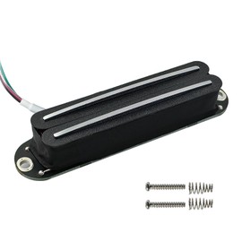 Phrilam Pro ST LA Ceramic Dual Single Coil Sized Mini Humbucker Pickup 6.1K Super Distortion for Strat Style Electric Guitar, Black Body Chrome Rail