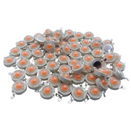 TOPXCDZ 50 pcs High Power Led Chip 3W Full Spectrum Plant Grow Light 380nm - 840nm 600mA - 700mA DC 3V-3.2V 3W SMD COB Emitter Diode for DIY Hydroponic Flowers Growing Lamp (Full Spectrum)