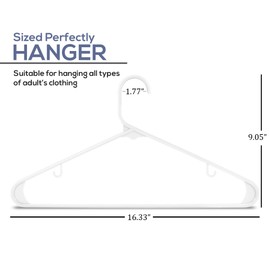 Utopia Home Plastic Hangers 200 Pack - Clothes Hanger with Hooks - Durable & Space Saving Coat Hanger - Heavy Duty White Hangers - Skirt Hangers