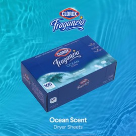 Clorox Fraganzia Dryer Sheets in Ocean Scent, 105 Count | Wrinkle-Reducing Fabric Softener Sheets | Best Laundry Dryer Sheets with Long-Lasting Ocean Scent