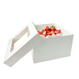 GoldenBakeryFamily 10 Pcs Cake Boxes,12x12x8 Inches White Bakery Boxe with Window,Tall Dessert Boxe,Cookie Boxe for Multi-Layer Cakes,Cake Containers for Birthday,Party,Valentine’s Day by GBF