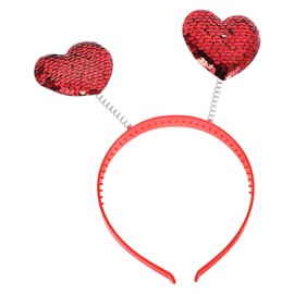 Healvian Valentine's Day Hair Accessories Heart Shape Sequin Headband Heart Hair Clasp Hair Band Valentine's Day Hair Accessories for Women
