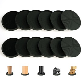 ROUDJER Non Slip Furniture Pads 12Pcs, 2.5" Round Rubber Furniture Coasters, Anti Slip Floor Protectors for Fix in Place Furniture, Sofas, Beds, Chairs, Piano (Black)