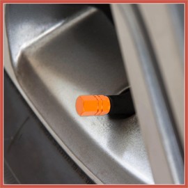 ACROPIX 8pcs Orange Tire Stem Valve Caps Wheel Valve Covers Car Dustproof Hexagon Shape Aluminium Alloy Tire Cap Car Parts