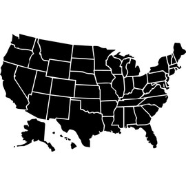 Vinyl Wall Art Decal - USA Map - 23" x 37" - North America 50 States Map Home Living Room Bedroom Office Sticker Decor - Waterproof Peel and Stick Workplace Business Wall Decals (Black)