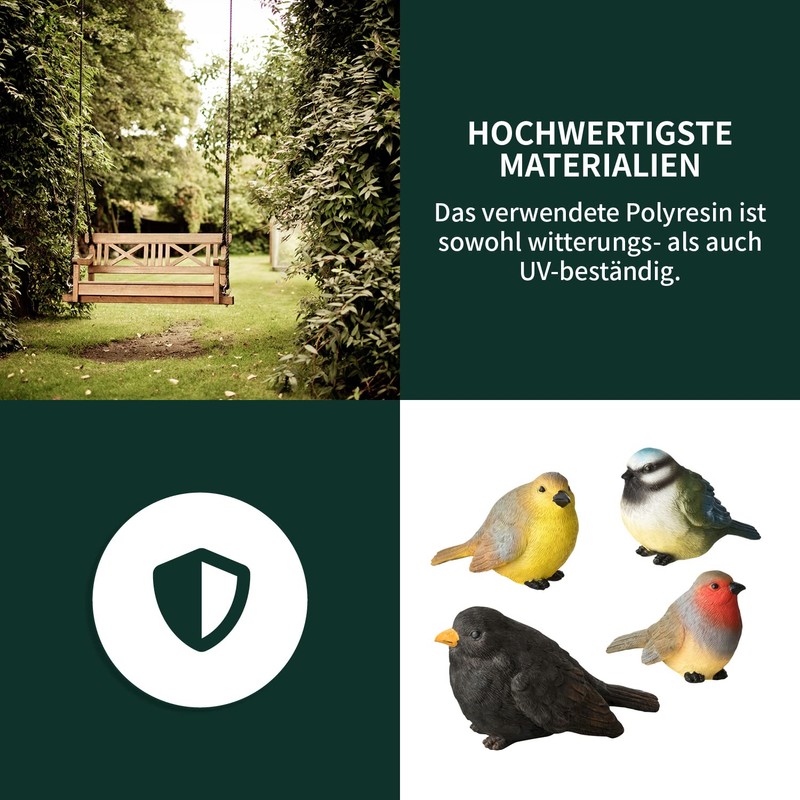 VERDOBA - Garden Decoration 4 Birds - Decorative Figures Made