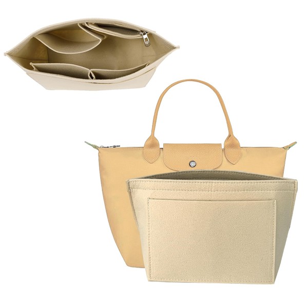 ZENGSING Longchamp Bag Insert Organiser, Beige Purse Organiser for Bag,