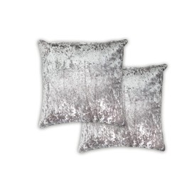 Lex's Linens Set of 2 Crushed Velvet Cushion Covers (Silver)