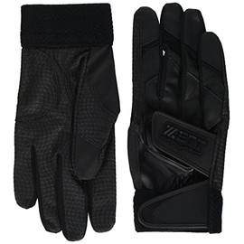 ZETT BG419HS Batting Gloves, Impact Zet, Double Belt, Ambidextrous, Compatible with High School Baseball Rules, Black (1900), Medium Size