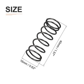 DTGN 1.2x16x40mm(DxODxL) Compression Spring - 10Pack - Good for Machinery - Spring Steel Extension Spring - Black