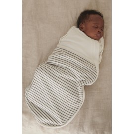 MORI Baby Unisex Sleep Sack in Grey Stripe for Newborns - Sleeping Bag with Adjustable Arm Poppers - Zip Swaddle - One Size