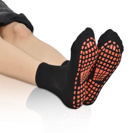 SkiBeaut Men Grips Socks Non Slip Sticky 3 Pairs Tile Wood Floors Anti-Skid Pilates Yoga Socks Barre Hospital Slipper Socks