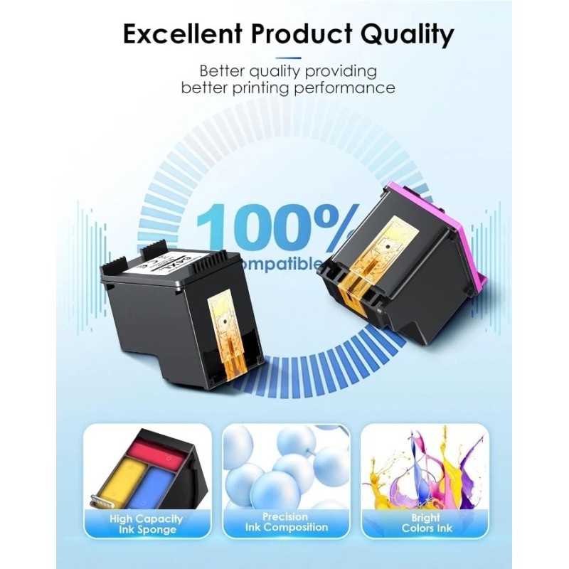 TECKKIN 63XL Ink Cartridges Black & Color Replacement Compatible for