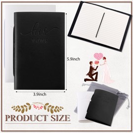 2 Pcs Wedding Vow Books His and Hers Vow Books Vow Notebook for Wedding Vows Journal Wedding Day Officiant Book 5.9 x 3.9 Inch, Bridal Shower Gifts, Wedding Keepsake, 50 Pages/Pcs (White, Black)