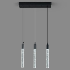 zhllmq Kitchen Island Lighting Modern Light Fixture Black Pendant Light Dimmable LED Black Finish Mini Crystal Pendant Lights for Dining Room Living Room（3-Light ）