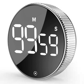 Kitchen Timer Round Rotary Digital Timer Large LED Magnetic Digital Countdown Countup Timer Large Display Digital Timer Adjustable Visual Timer 3 Level Volume for Cooking Learning