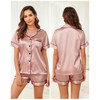 Lovasy Satin Pyjamas Women's Short Sleeve Pyjamas Set with Buttons