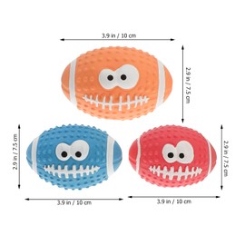 Toddmomy 3pcs Rugby Pet Squeaky Toys Molar Toys Sports Ball Dog Bite Toy Latex Dog Chew Cat Plaything Toys for Pet Birthday