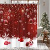 PAOPOED Christmas Shower Curtain, Red Christmas Snowflakes Merry Xmas Glitter