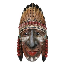 Ebros Gift Southwestern Colorful Native American Indian Chief with Headdress Wall Decor Plaque Figurine As Cultural Heritage History Sculpture