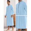 Lars Amadeus Blue Nightgown for Men's Contrast Color Stand Collar
