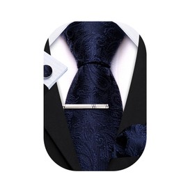 Barry.Wang Men Tie Silk 7CM Slim Solid Color Satin Necktie Pocket Square Cufflinks Clip 4PCS Set Business Wedding Party Work for Men Tie