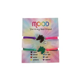 COLORFUL BLING 2pcs Temperature Sensing Color Changing Mood Bracelet Animals Mermaid Dinosaur Butterfly Wrap Bracelet for Women Friendship BFF Jewelry, Perimeter: 6.3-9.5 inches, Metal, alloy
