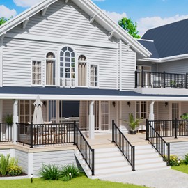 Egadis 4 Pack Aluminum Fixed Railing Bracket Connector with Drill Bit, Deck Railing Bracket, Black Textured Powder-Coat Finish Railing System for Outdoor Decks, Porches & Balconies