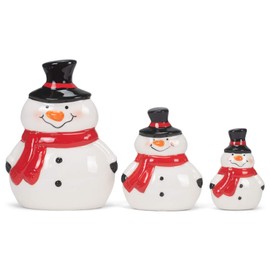 Transpac Y7829 Dolomita Chubby Snowman Decoración, juego de 3, 6 pulgadas de altura